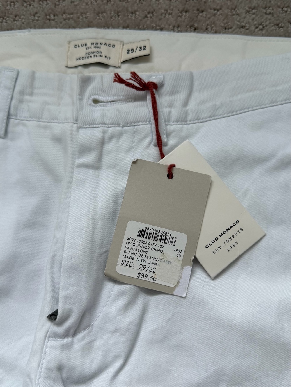 Club Monaco White Connor Modern Slim Chinos